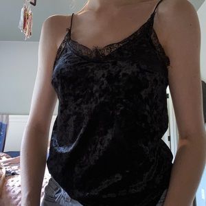 Velvet and lace loose tank